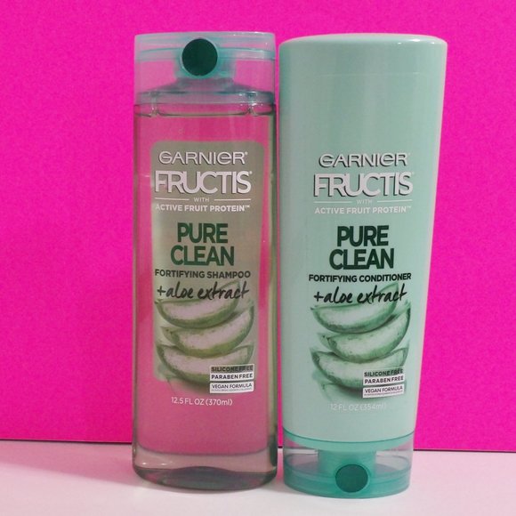 Lot of 2 Garnier Fructis Pure Clean Fortifying Shampoo & Conditioner - Picture 1 of 1